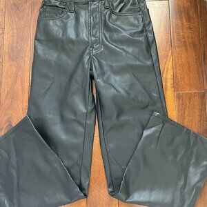 MOTHER BLACK LEATHER JEANS - WOMENS 23 - THE RAMBLER